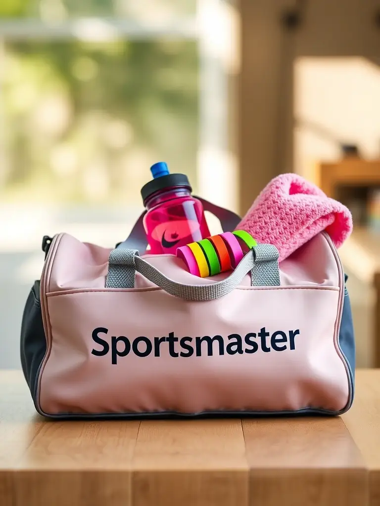 A high-quality photo of ALSC-branded sports bags, showcasing the logo prominently. The bags are filled with sports equipment like water bottles and towels, suggesting active use.