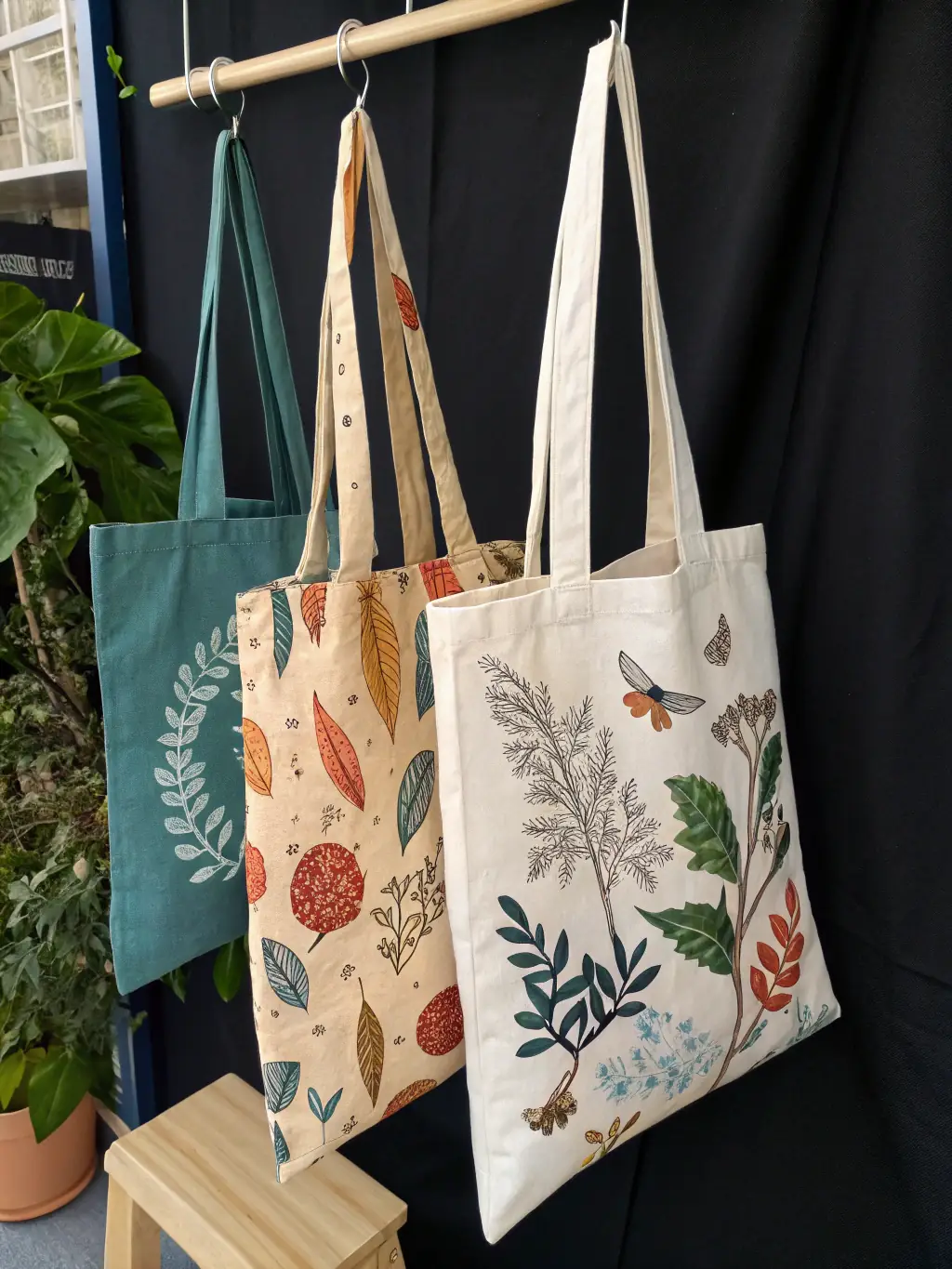 A photograph of organic cotton tote bags featuring the ALSC logo, showcasing a practical and eco-conscious alternative for carrying essentials.